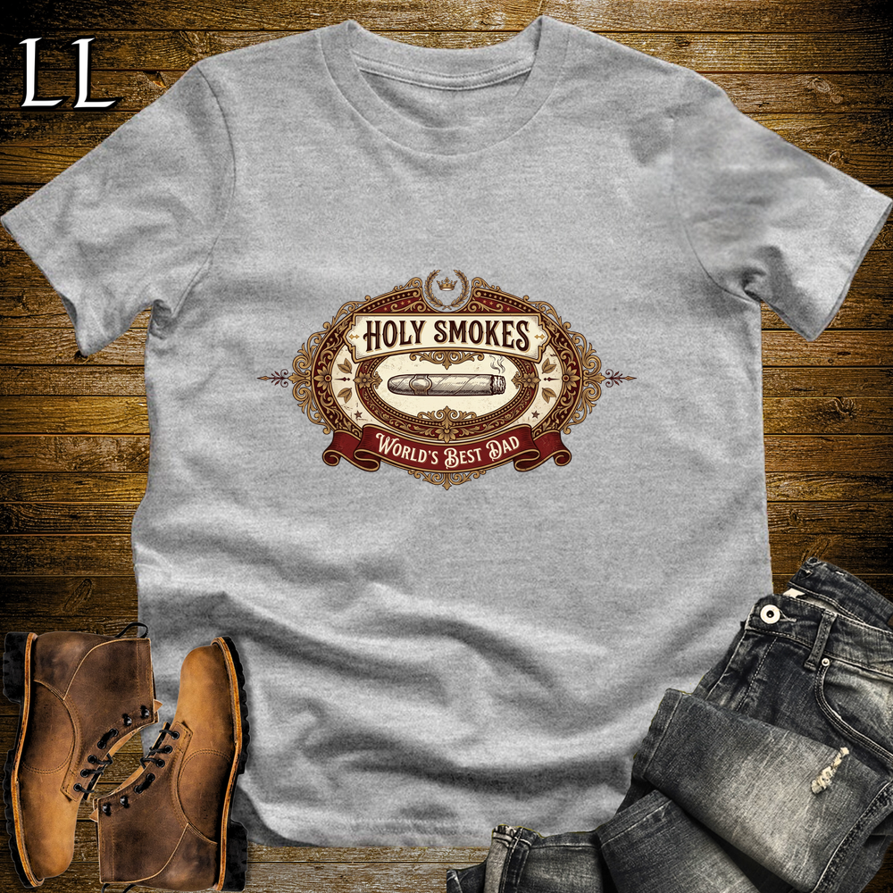 Holy Smokes Worlds Best Dad Cigar Softstyle Tee Sport Grey | Best Cigar Dad Tee