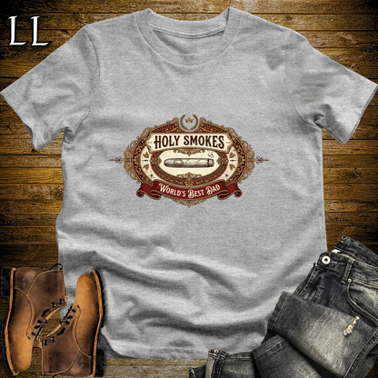 Holy Smokes Worlds Best Dad Cigar Softstyle Tee Sport Grey | Best Cigar Dad Tee