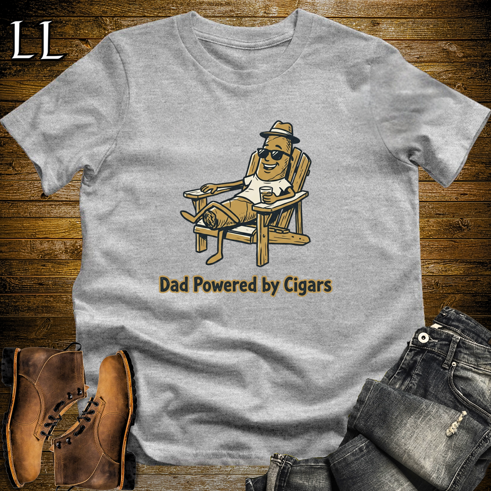 Dad Powered By Cigars Softstyle Tee Sport Grey | Funny Cigar Dad Tee