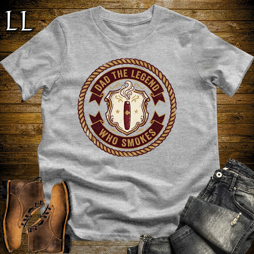 Dad The Legend Who Smokes Cigar Softstyle Tee Sport Grey | Cigar Smoking Dad Tee
