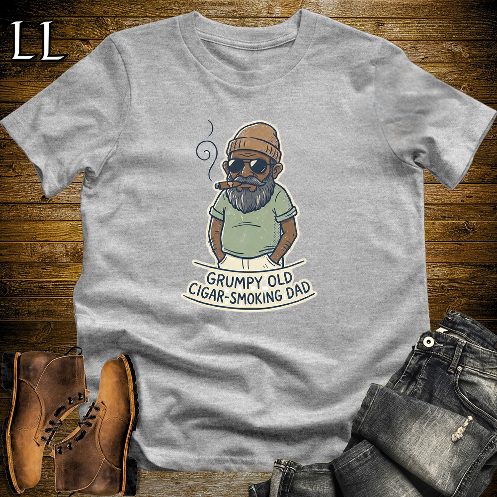 Grumpy Old Cigar Smoking Dad Softstyle Tee Sport Grey | Funny Grumpy Cigar Dad Tee