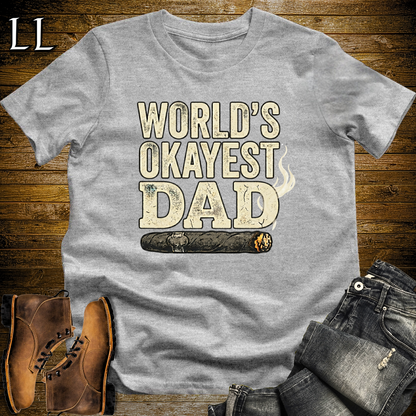 Worlds Okayest Dad Cigar Softstyle Tee Sport Grey | Funny Cigar Dad Tee