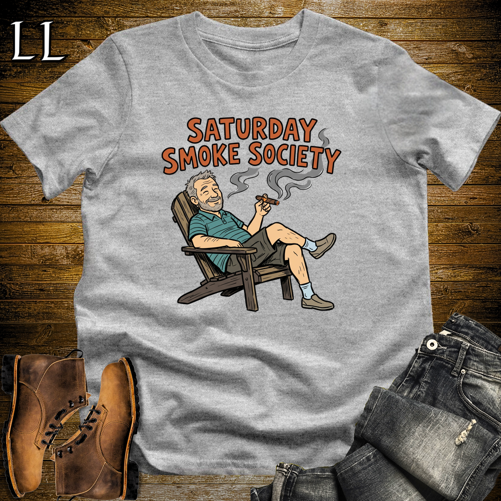 Saturday Smoke Society Orange Cigar Softstyle Tee Sport Grey | Cigar Club Tee