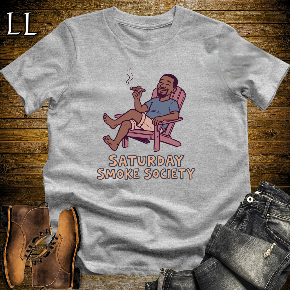 Saturday Smoke Society Purple Cigar Softstyle Tee Sport Grey | Weekend Cigar Club Tee