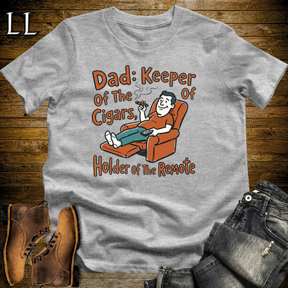 Dad Keeper Of Cigars Orange Softstyle Tee Sport Grey | Funny Cigar Dad Tee