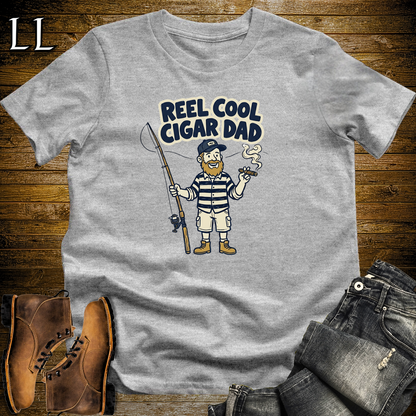Reel Cool Cigar Dad Navy Softstyle Tee Sport Grey | Fishing Cigar Dad Tee