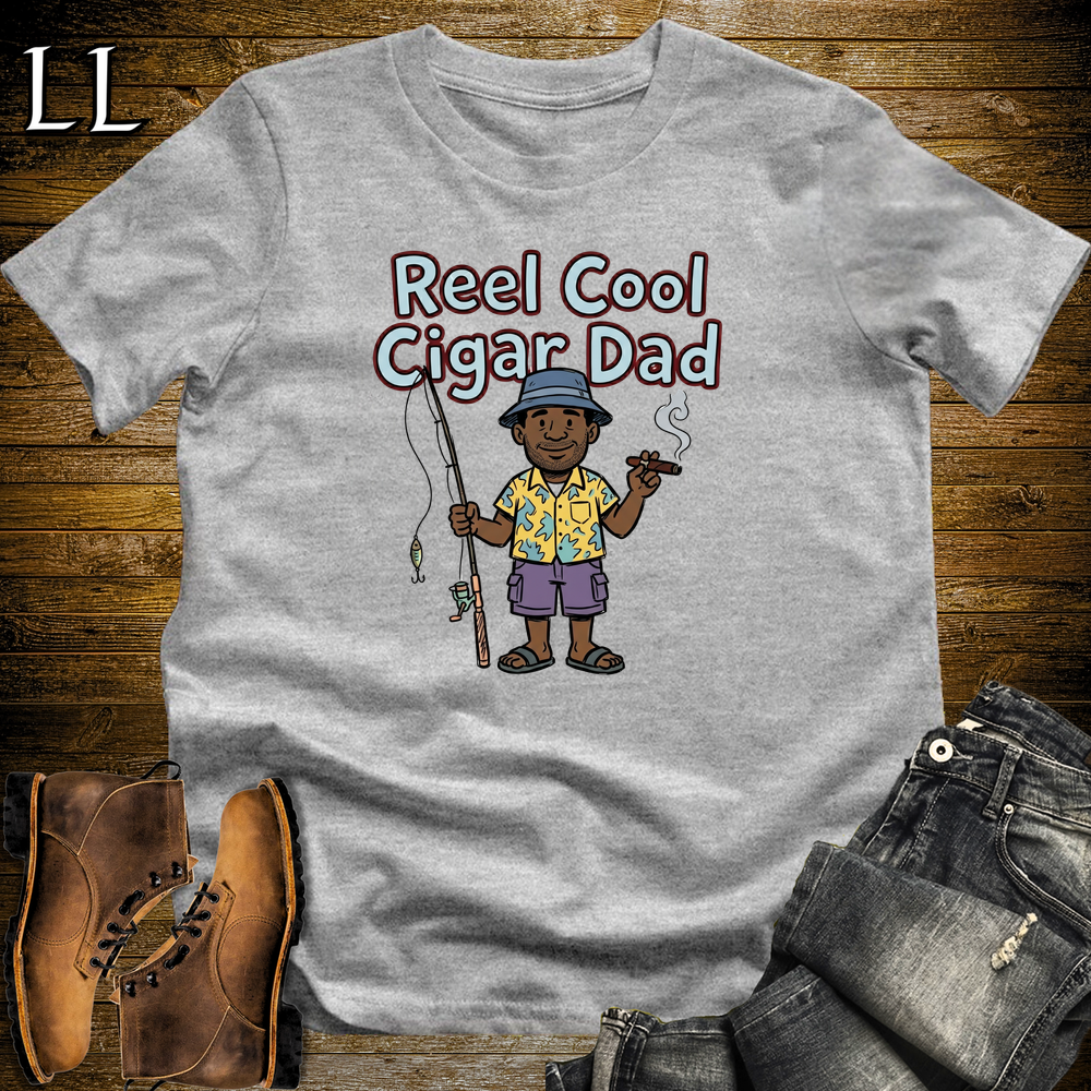Reel Cool Cigar Dad Softstyle Tee Sport Grey | Fishing Cigar Dad Tee