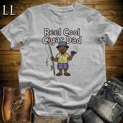 Reel Cool Cigar Dad Softstyle Tee Sport Grey | Fishing Cigar Dad Tee