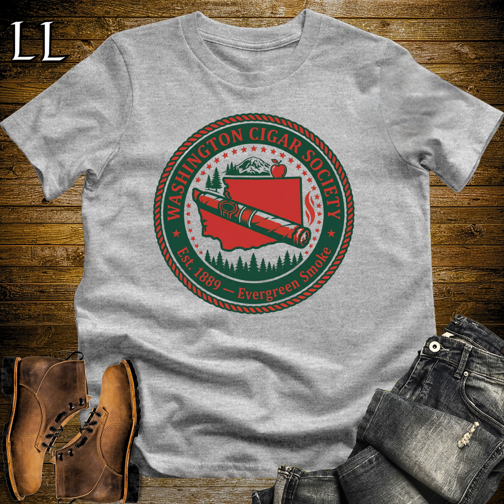 Washington Cigar Society Softstyle T Shirt Sport Grey | Cigar Lover Gift Tee