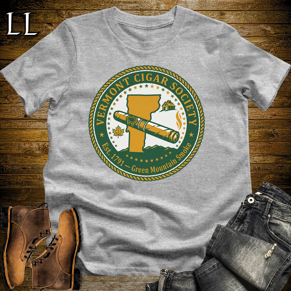 Vermont Cigar Society Softstyle T Shirt Sport Grey | Cigar Lover Gift Tee