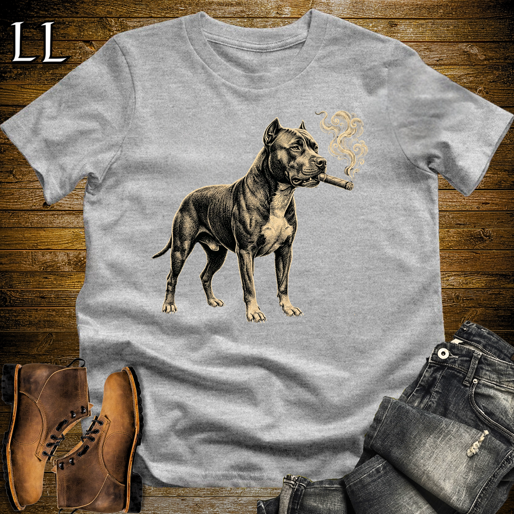 Vintage Cigar Pitbull Softstyle T Shirt Sport Grey | Funny Cigar Shirt