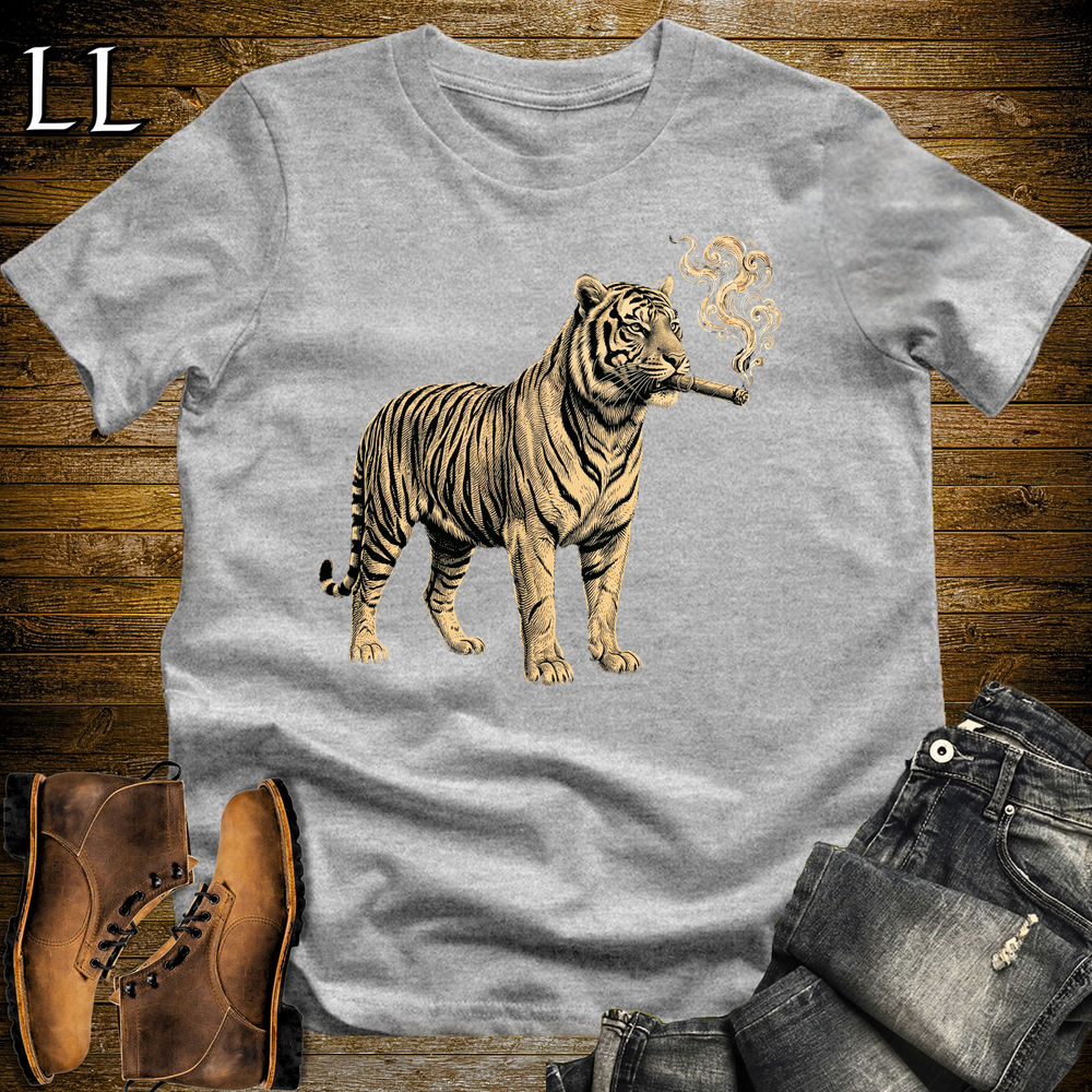 Vintage Cigar Tiger Softstyle T Shirt Sport Grey | Funny Cigar Shirt