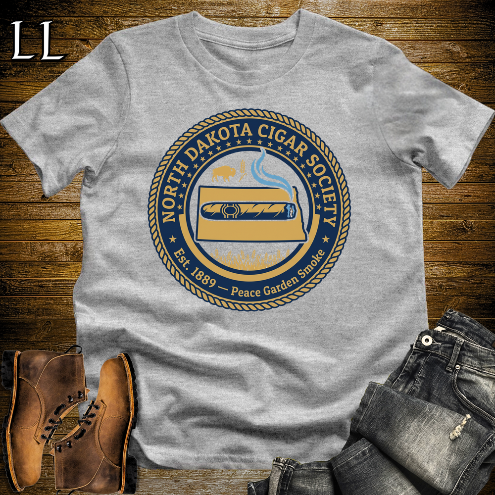 North Dakota Cigar Society Softstyle T Shirt Sport Grey | Cigar Lover Gift Tee
