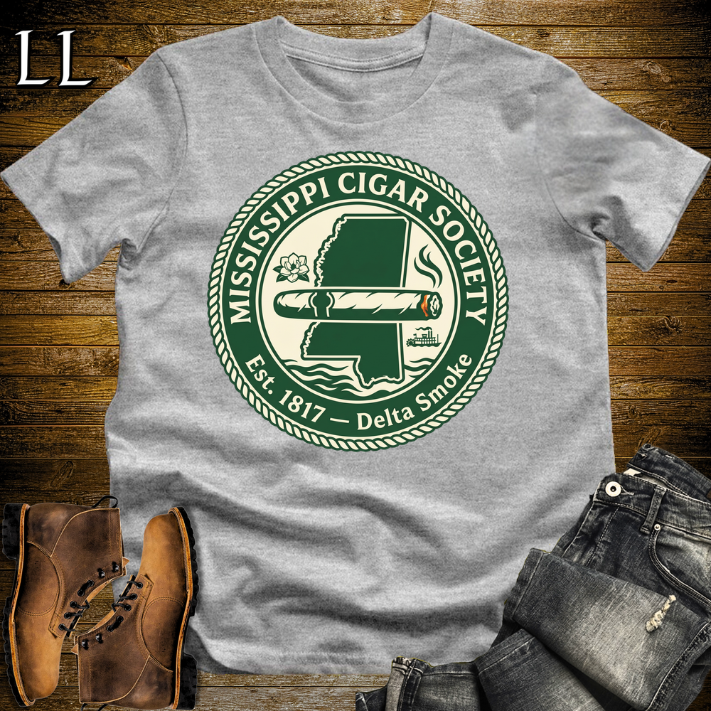 Mississippi Cigar Society Softstyle T Shirt Sport Grey | Cigar Lover Gift Tee