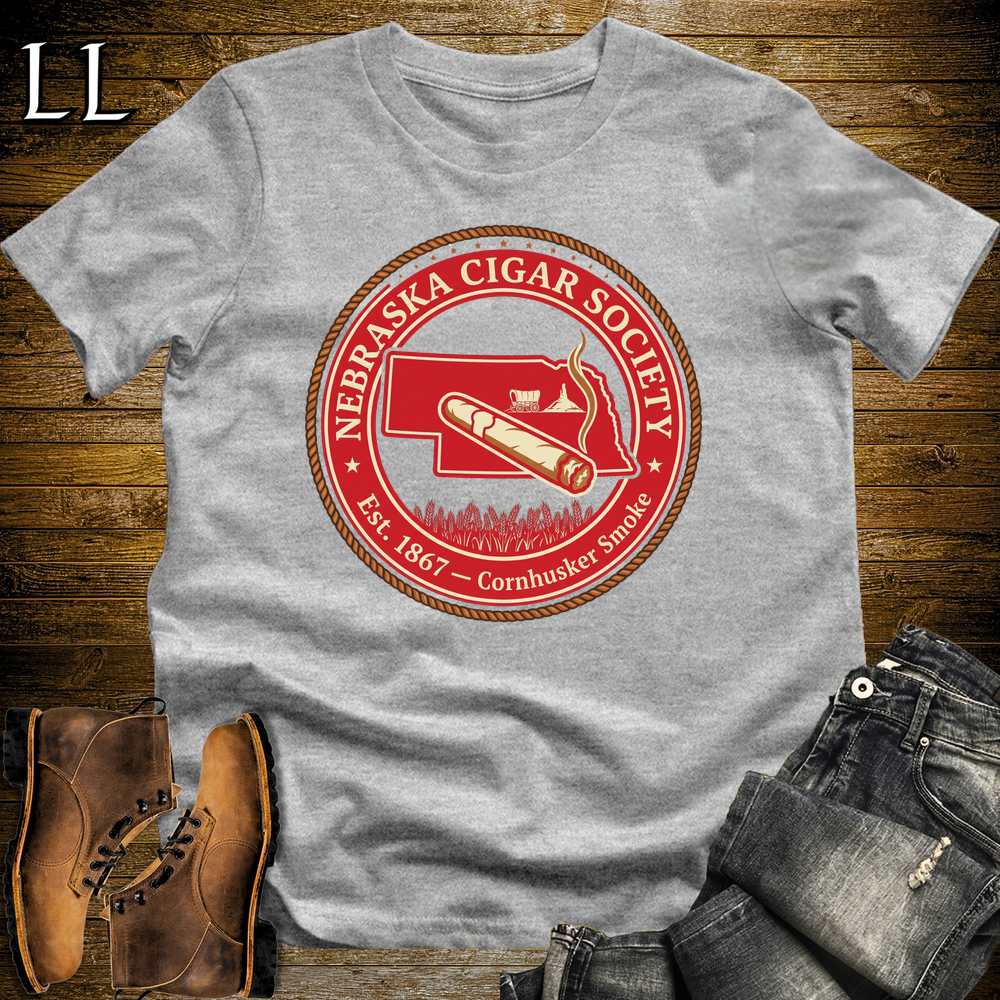 Nebraska Cigar Society Softstyle T Shirt Sport Grey | Cigar Lover Gift Tee