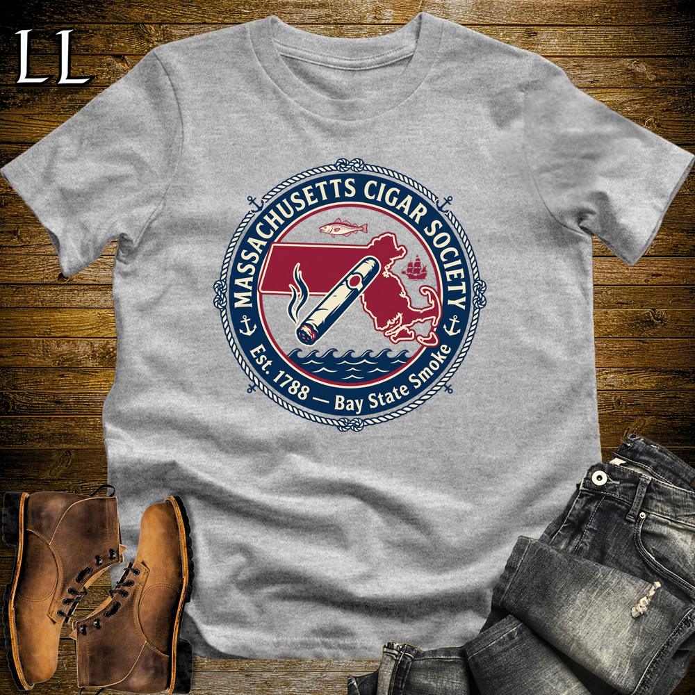 Massachusetts Cigar Society Softstyle T Shirt Sport Grey | Cigar Lover Gift Tee