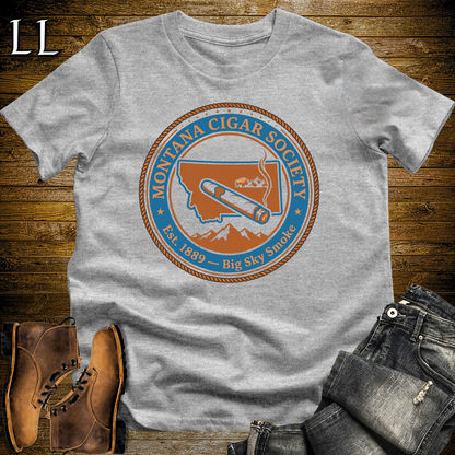 Montana Cigar Society Softstyle T Shirt Sport Grey | Cigar Lover Gift Tee