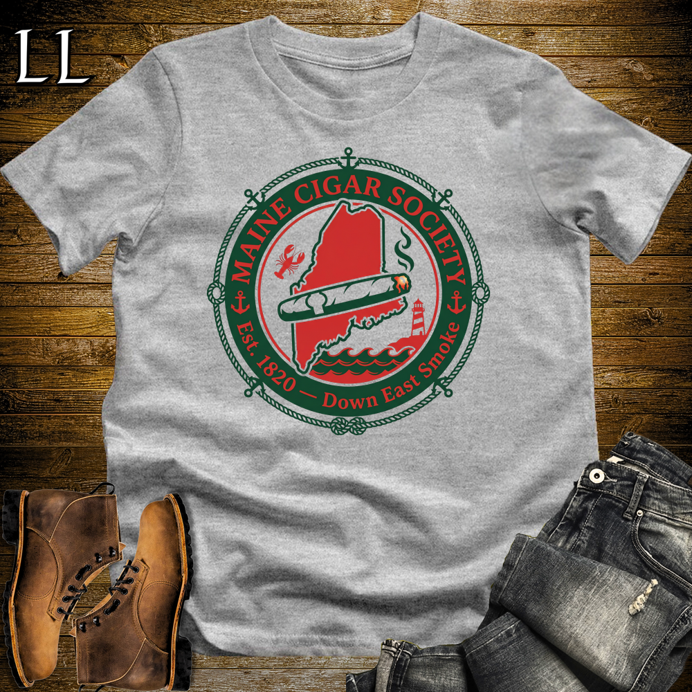Maine Cigar Society Softstyle T Shirt Sport Grey | Cigar Lover Gift Tee