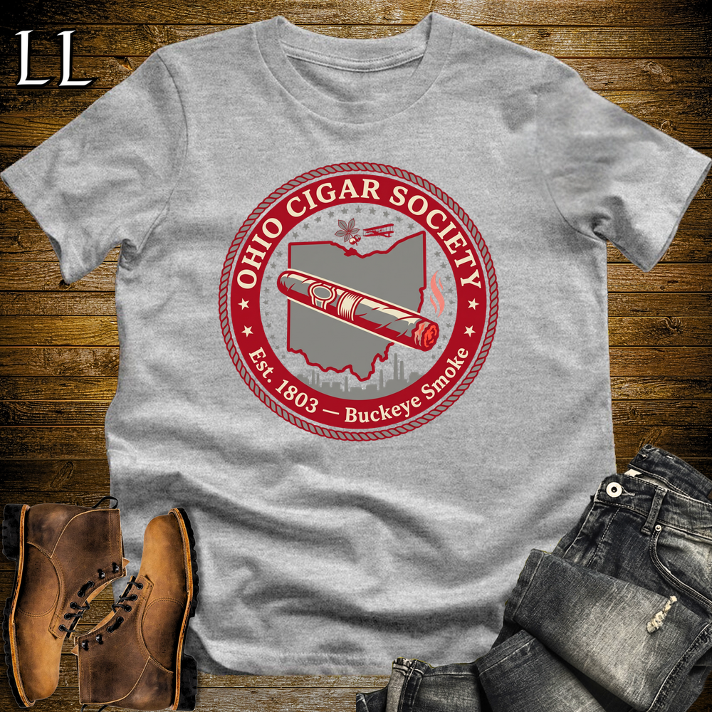 Ohio Cigar Society Softstyle T Shirt Sport Grey | Cigar Lover Gift Tee