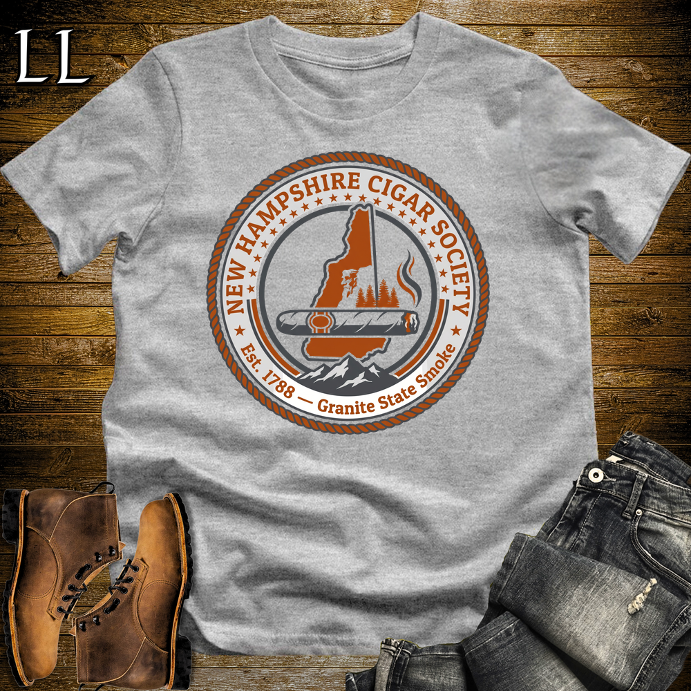 New Hampshire Cigar Society Softstyle T Shirt Sport Grey | Cigar Lover Gift Tee
