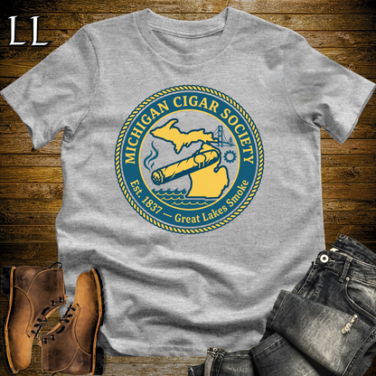 Michigan Cigar Society Softstyle T Shirt Sport Grey | Cigar Lover Gift Tee