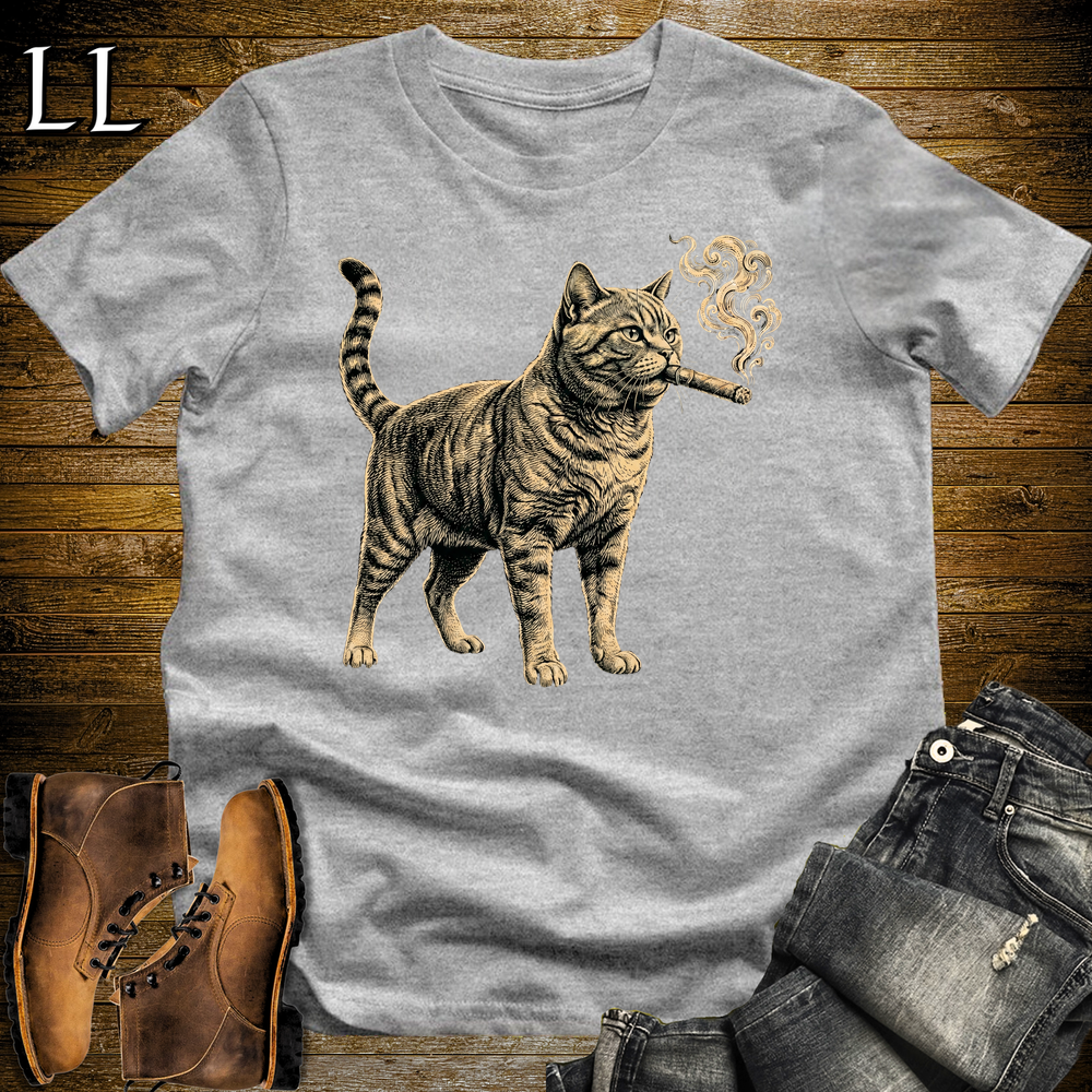 Vintage Cigar Cat Softstyle T Shirt Sport Grey | Funny Cigar Shirt