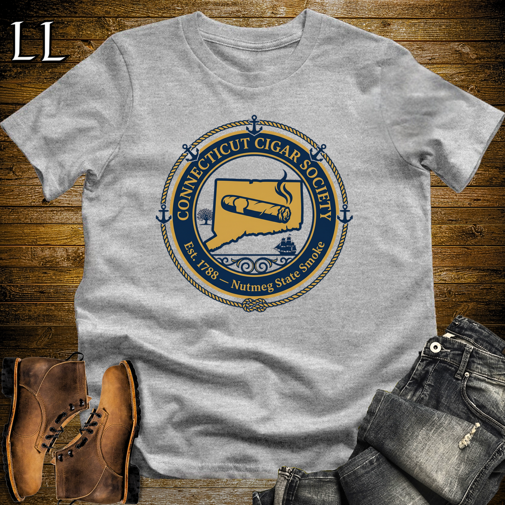 Connecticut Cigar Society Softstyle T Shirt Sport Grey | Cigar Lover Gift Tee
