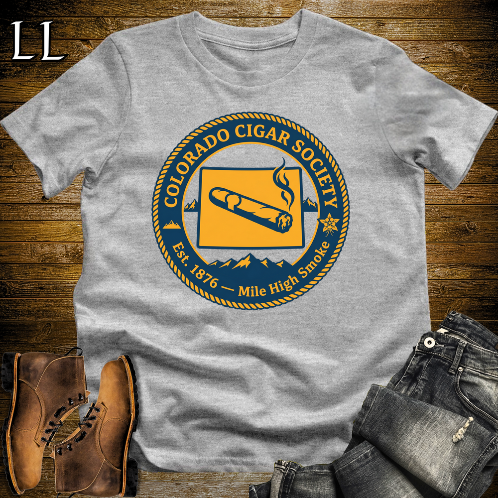 Colorado Cigar Society Softstyle T Shirt Sport Grey | Cigar Lover Gift Tee