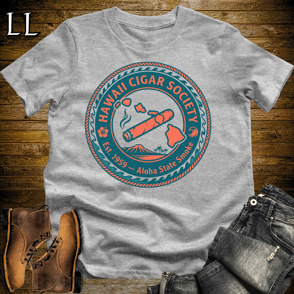 Hawaii Cigar Society Softstyle T Shirt Sport Grey | Cigar Lover Gift Tee