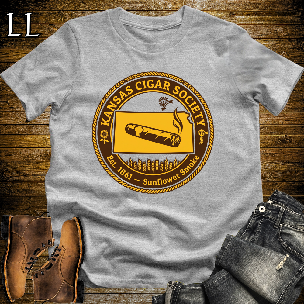 Kansas Cigar Society Softstyle T Shirt Sport Grey | Cigar Lover Gift Tee