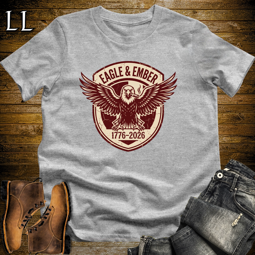 Eagle And Ember Cigars Softstyle T Shirt Sport Grey | Patriotic Cigar Tee
