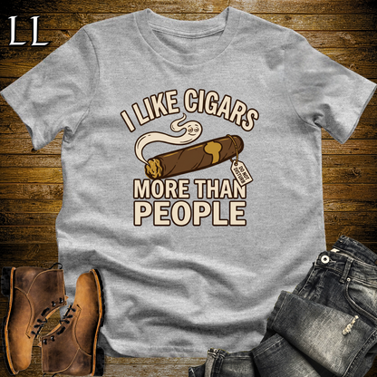 I Like Cigars More Than People Softstyle T Shirt Sport Grey | Funny Cigar Tee