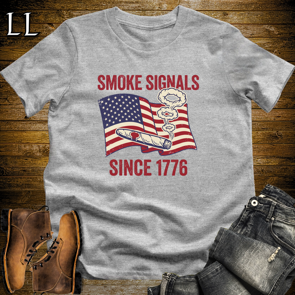 Cigar Smoke Signals Since 1776 Softstyle T Shirt Sport Grey | Patriotic 1776 Cigar Tee