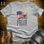 Cigar Grillin Chillin And Smokin Softstyle T Shirt Sport Grey | Cigar BBQ Tee