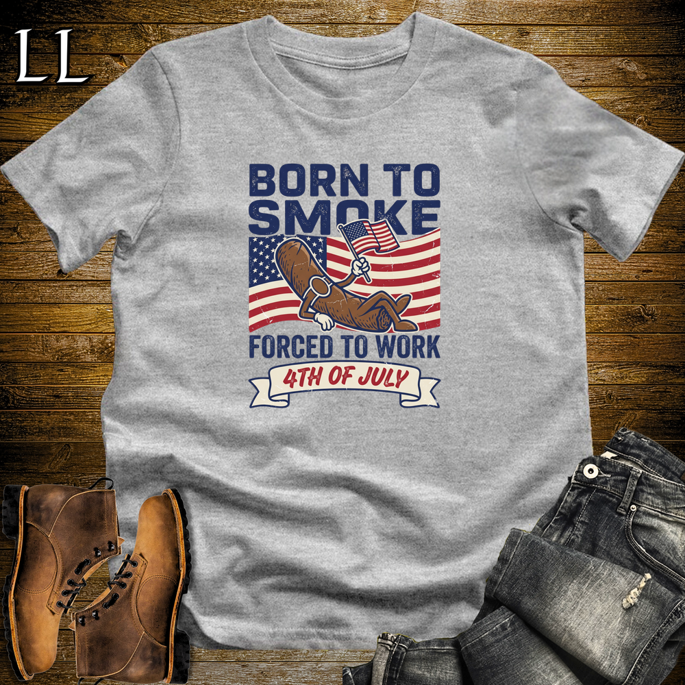 Born To Smoke Forced To Work Softstyle T Shirt Sport Grey | Funny Cigar Work Tee