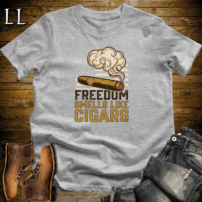 Freedom Smells Like Cigars Softstyle T Shirt Sport Grey | Patriotic Cigar Tee