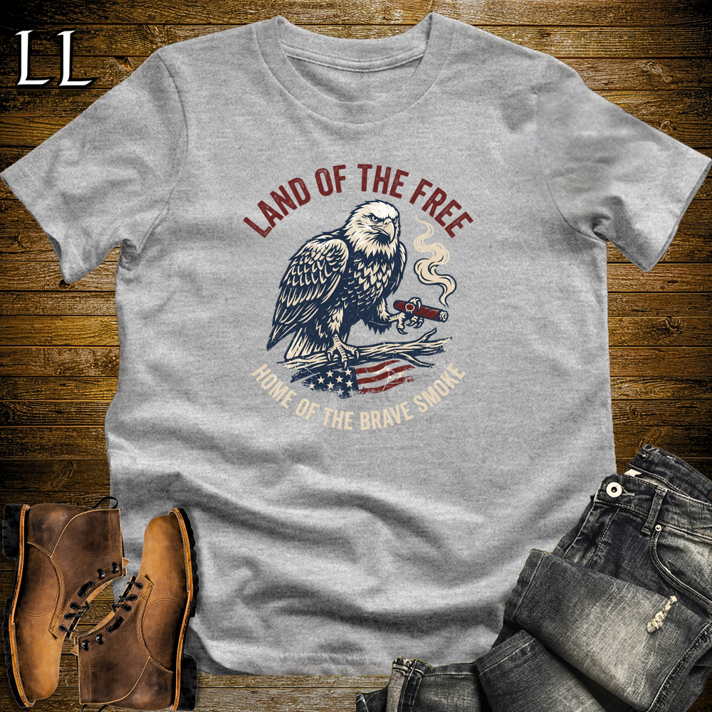 Land Of The Free Home Of The Brave Cigars Softstyle T Shirt Sport Grey | Patriotic USA Cigar Tee