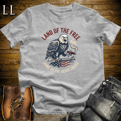 Land Of The Free Home Of The Brave Cigars Softstyle T Shirt Sport Grey | Patriotic USA Cigar Tee