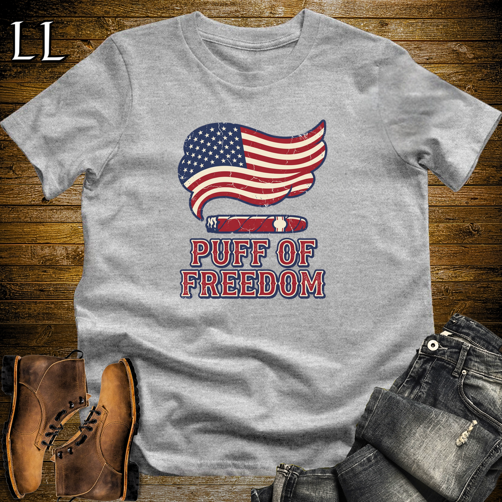 Cigar Puff Of Freedom Softstyle T Shirt Sport Grey | Patriotic Cigar Tee