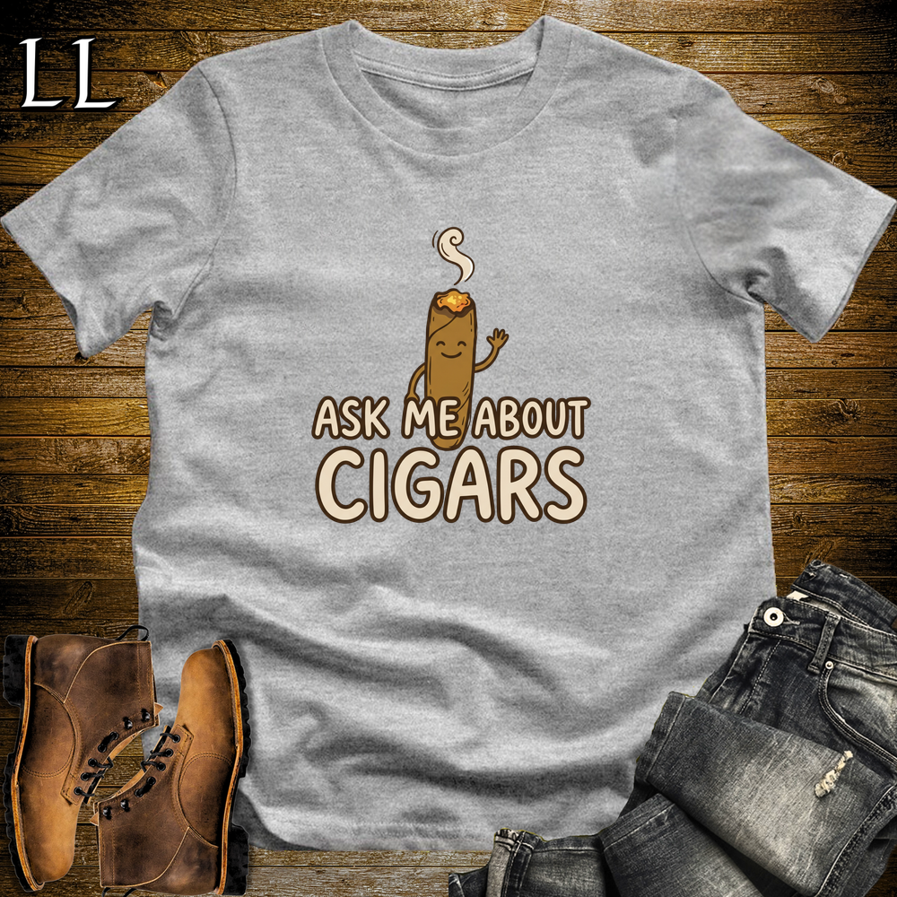 Ask Me About Cigars Softstyle T Shirt Sport Grey | Cigar Lover Tee