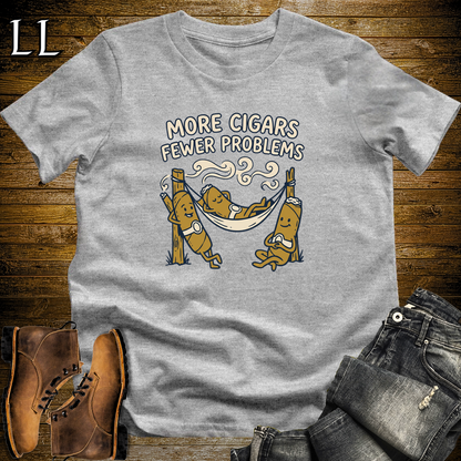 More Cigars Fewer Problems Softstyle T Shirt Sport Grey | Funny Cigar Tee