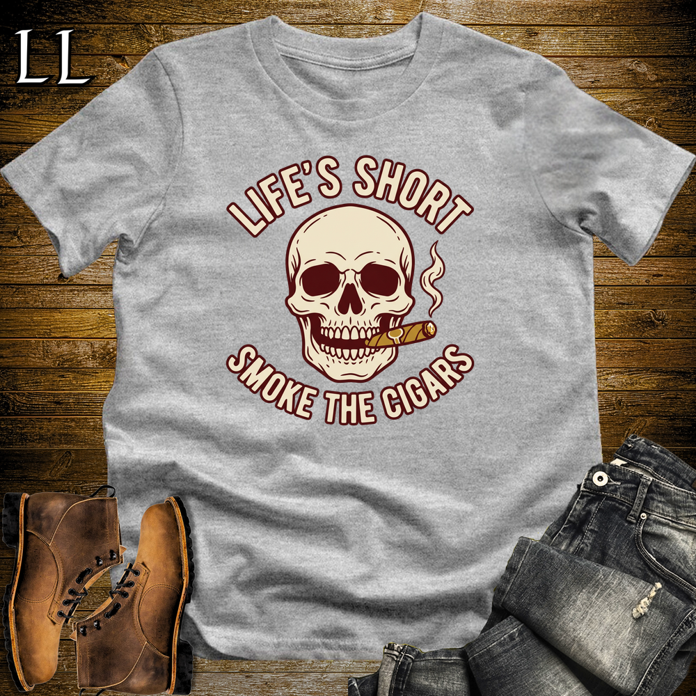 Lifes Short Smoke The Cigars Softstyle T Shirt Sport Grey | Cigar Lover Tee