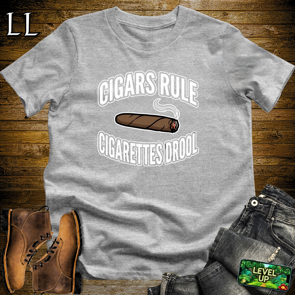Cigars Rules Cigs Drool Softstyle T Shirt Sport Grey | Funny Cigar Tee