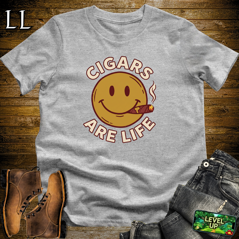 Cigars Are Life Smiley Softstyle T Shirt Sport Grey | Cigar Lover Tee