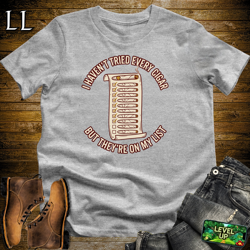 Try Every Cigar List Softstyle T Shirt Sport Grey | Cigar Lover Tee