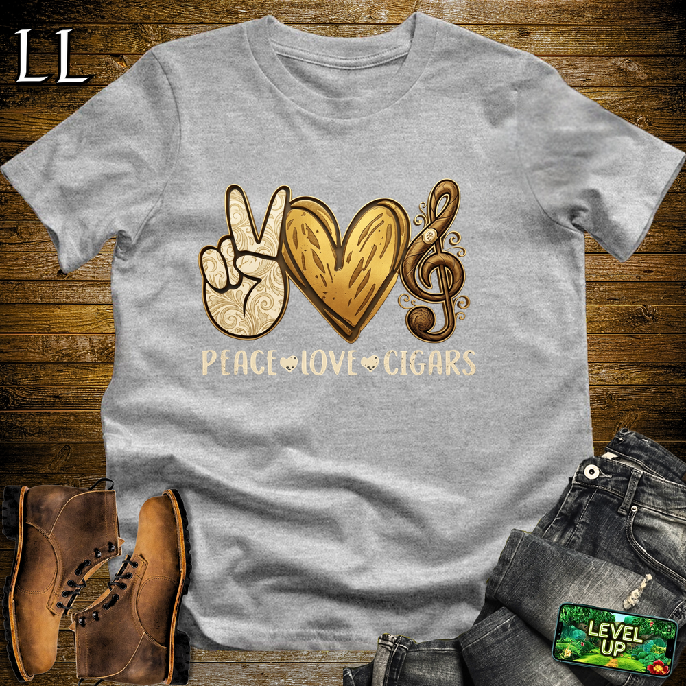 Peace Love Cigars Softstyle T Shirt Sport Grey | Cigar Lover Tee