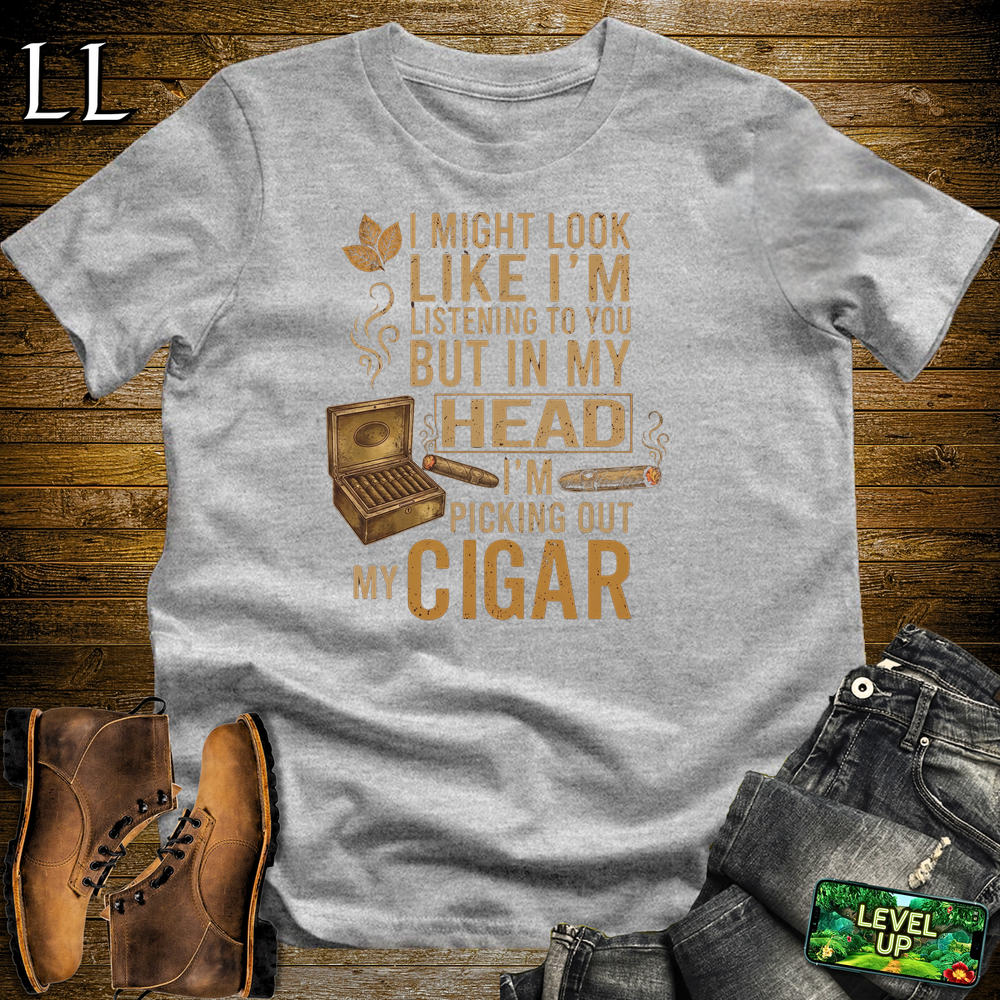 Picking Out Cigars Softstyle T Shirt Sport Grey | Cigar Lover Tee