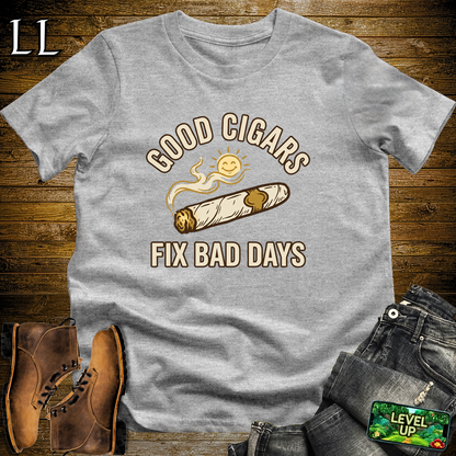 Good Cigars Fix Bad Days Softstyle T Shirt Sport Grey | Cigar Lover Tee