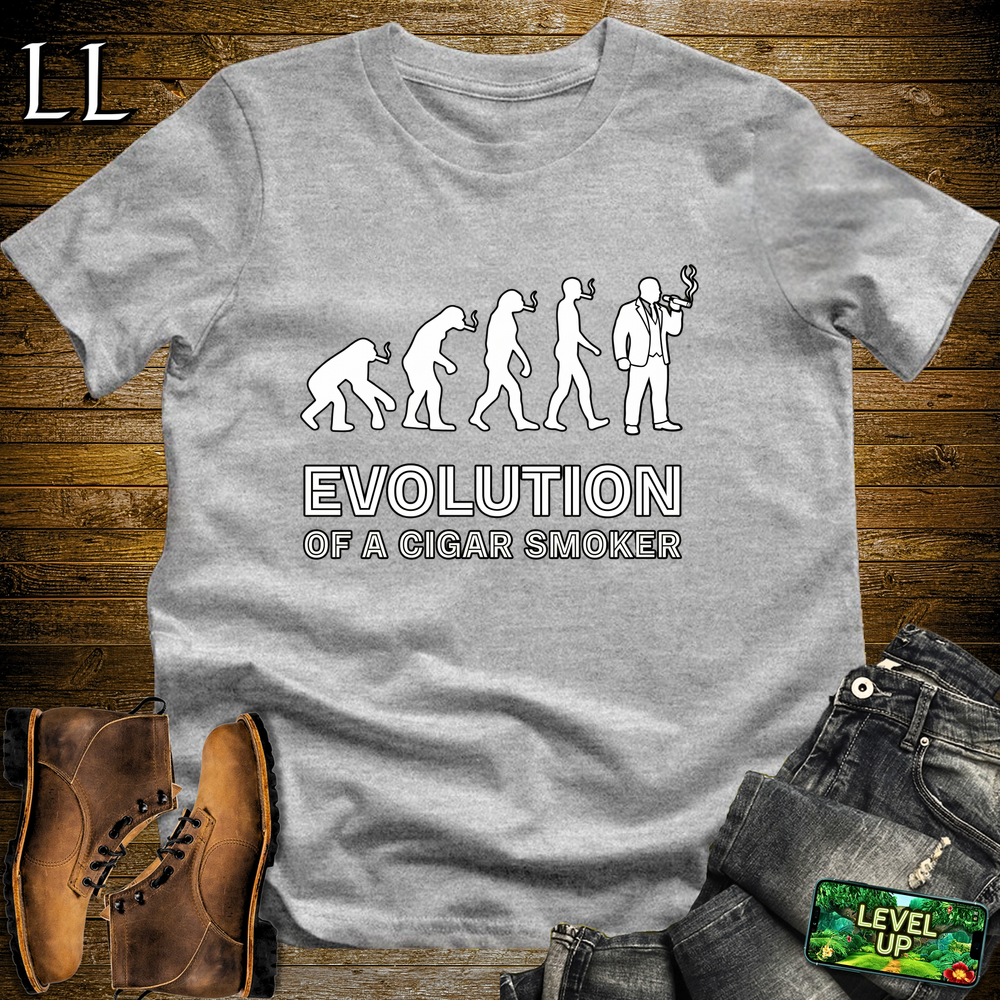 Evolution Of A Cigar Smoker Softstyle T Shirt Sport Grey | Funny Cigar Tee