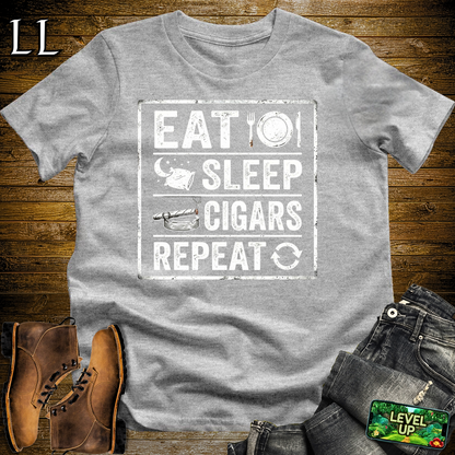 Eat Sleep Cigars Repeat Softstyle T Shirt Sport Grey | Funny Cigar Tee